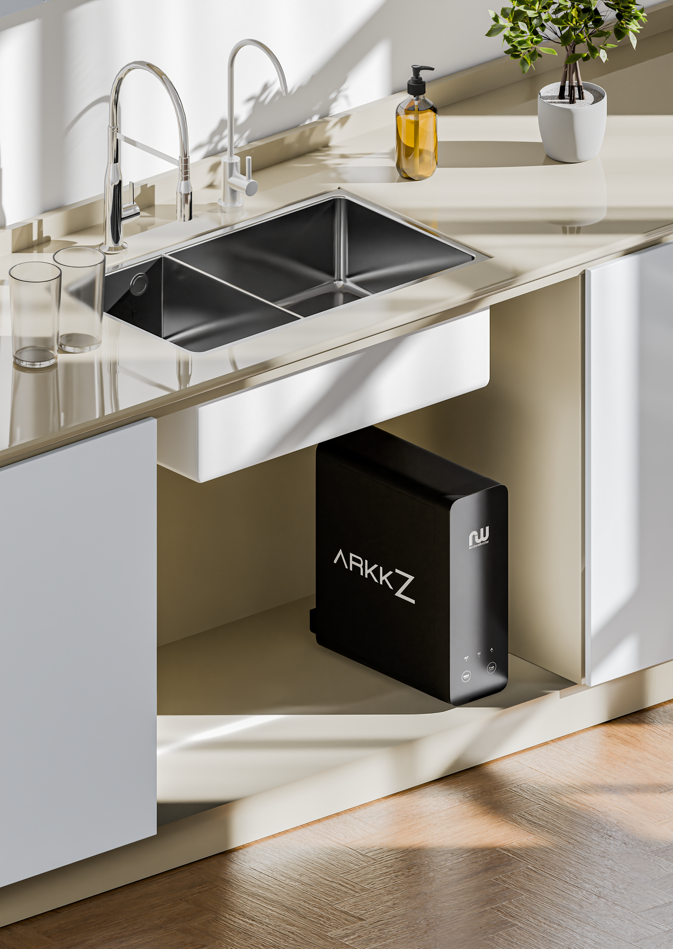 Reverse osmosis system, installation, undersink Arkkz installed undersink